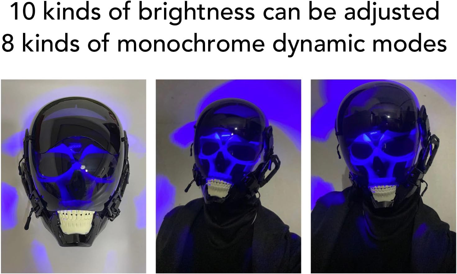 Casque de cosplay cyber punk crâne lumineux avec télécommande vocale – Image 4