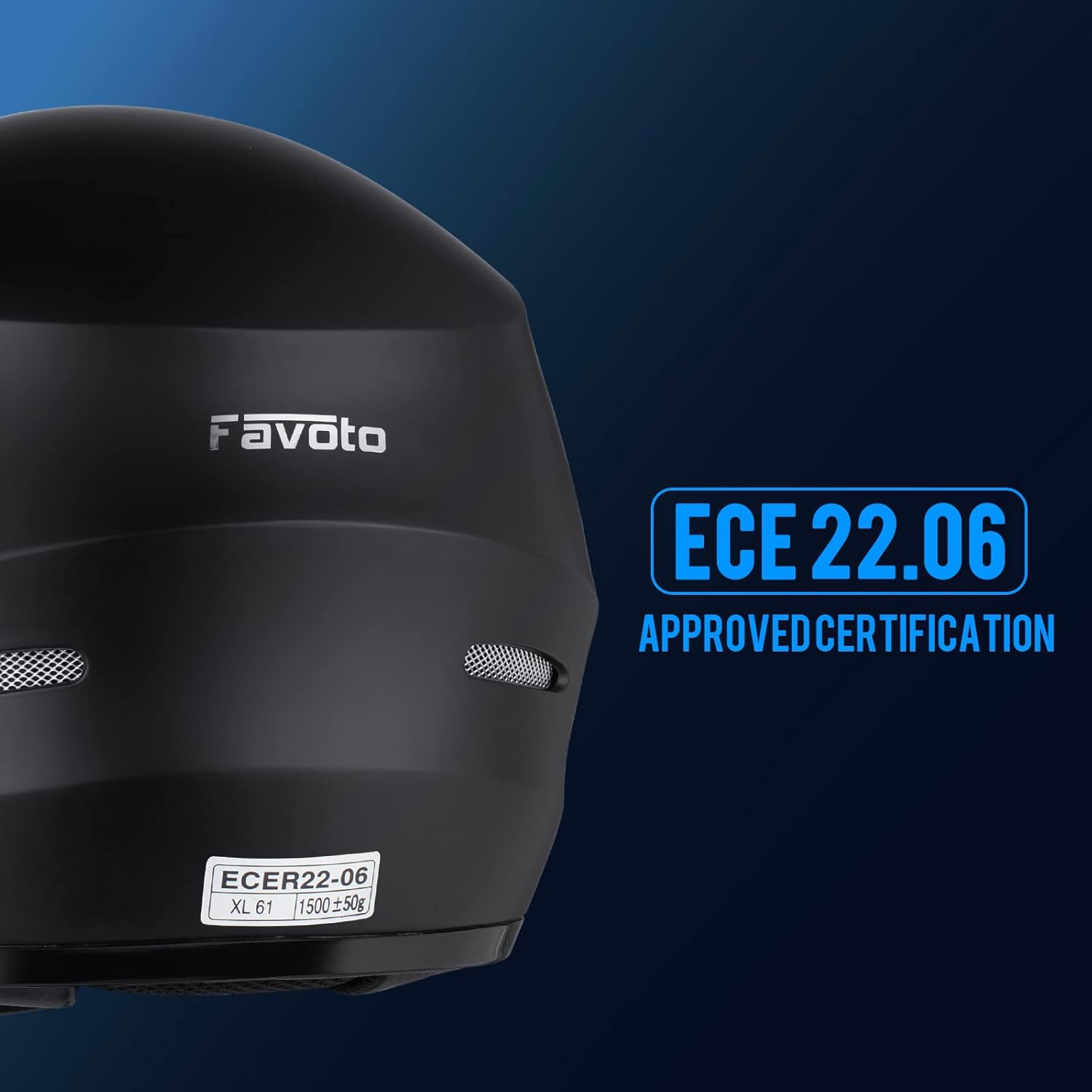Casque intégral Favoto noir respirant en EPS monobloc 57-58cm – Image 5