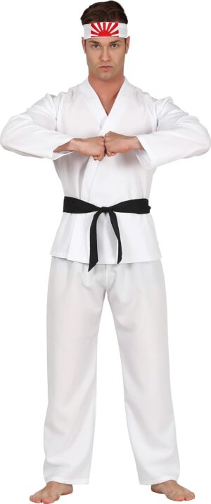 Déguisement adulte Cobra Kai blanc avec ruban de tête