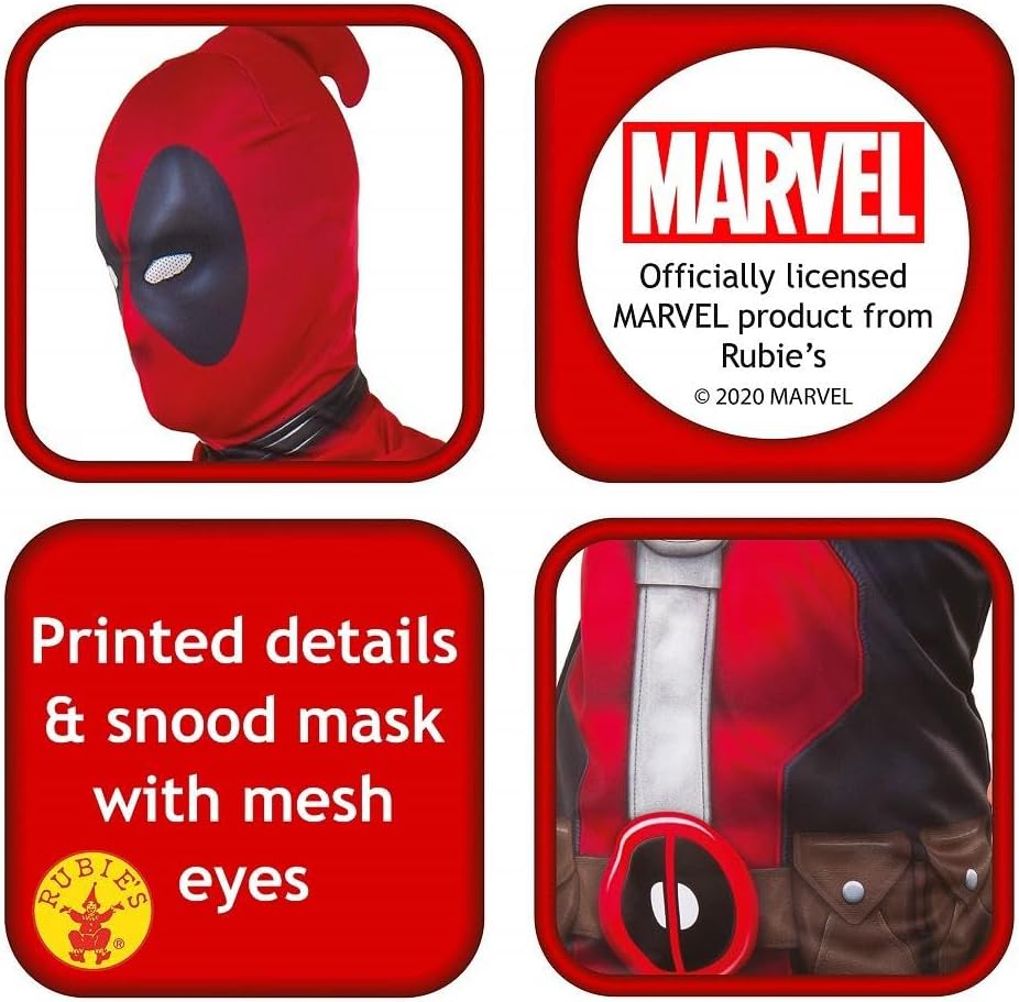Costume Deadpool XL avec t-shirt imprimé et cagoule en tissu – Image 3