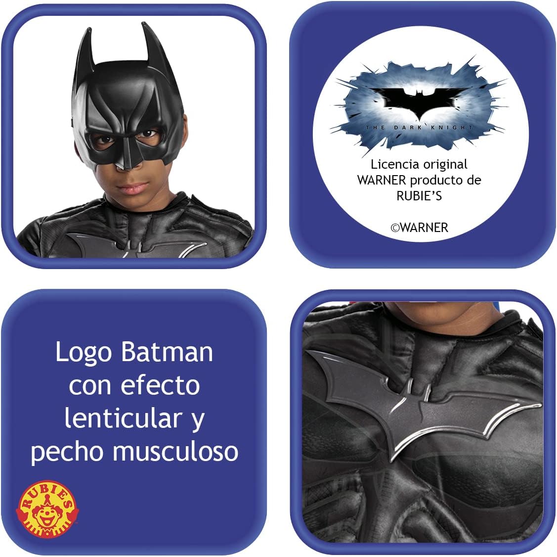 Costume enfant Batman Dark Knight DC avec cape et masque – Image 2