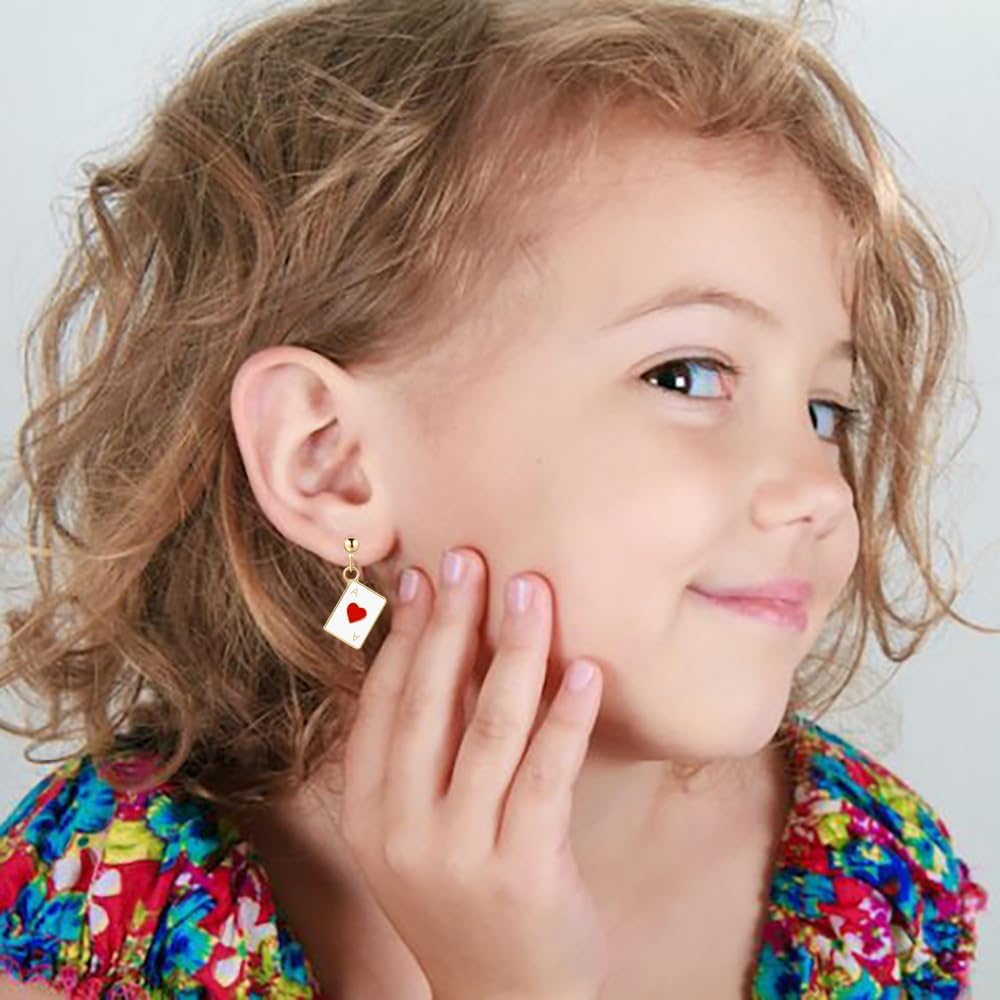 Boucles d'oreilles cartes à jouer plaqué or motif poker – Image 5