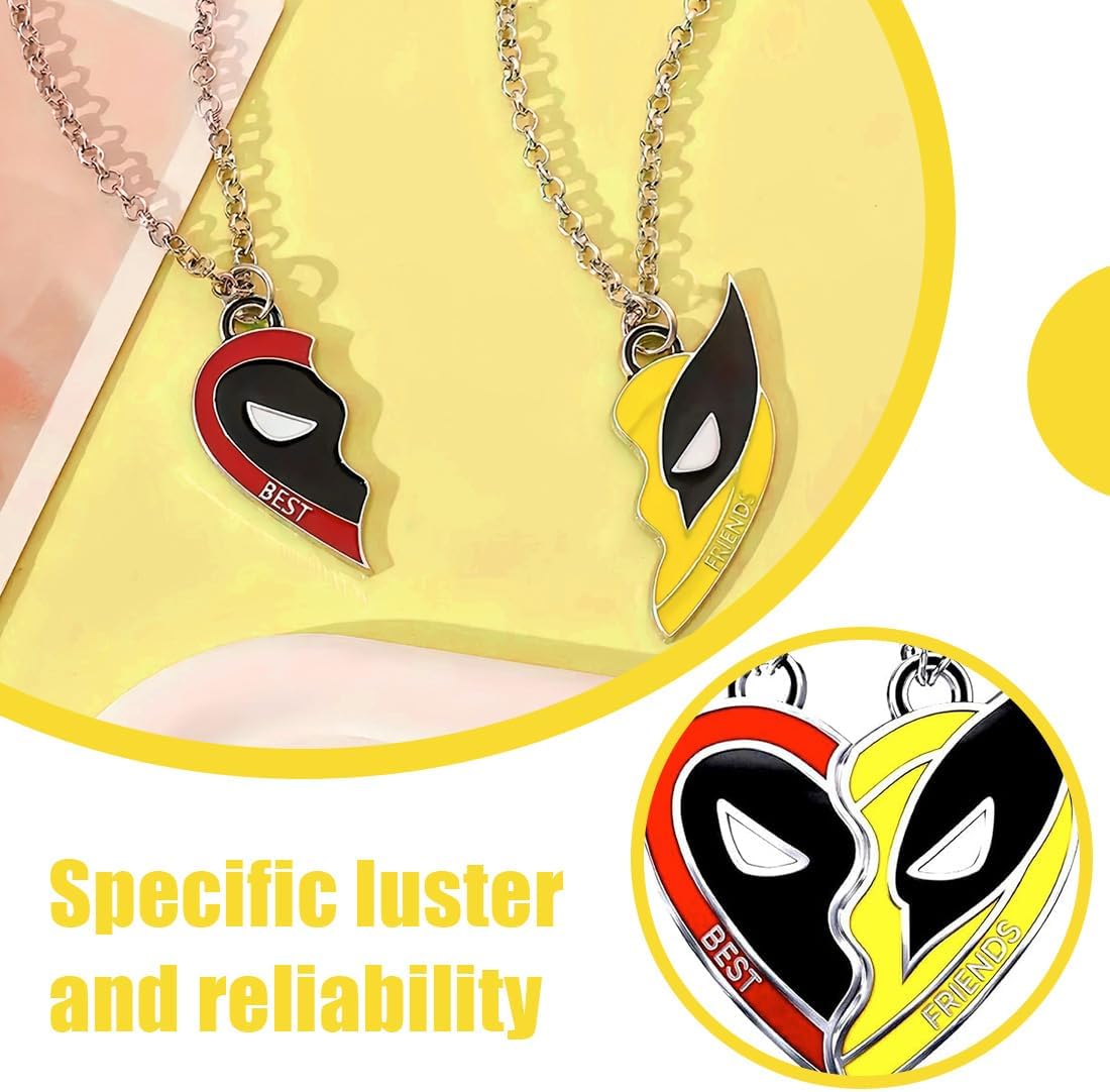 Paire de colliers Deadpool et Wolverine à pendentifs masque 60 cm – Image 3