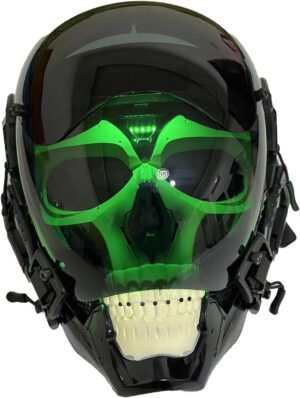 Casque de cosplay cyber punk crâne lumineux avec télécommande vocale