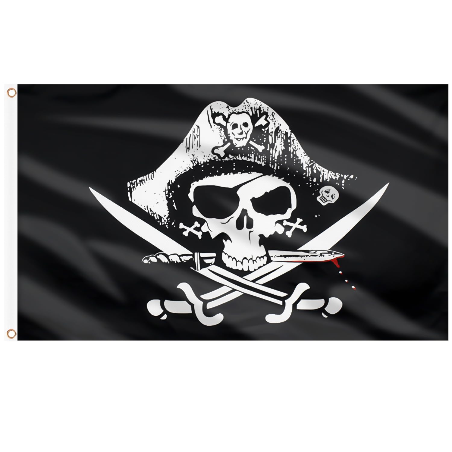 Drapeau Pirate des Caraïbes double face 90x150 cm avec 2 œillets en laiton
