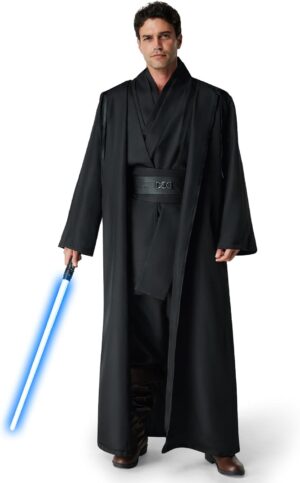 Déguisement Star Wars Jedi homme à capuche avec cape, tunique et lightsaber bleu