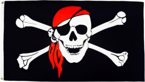 Drapeau pirate foulard rouge avec oeillets métalliques intégrés, 80 g