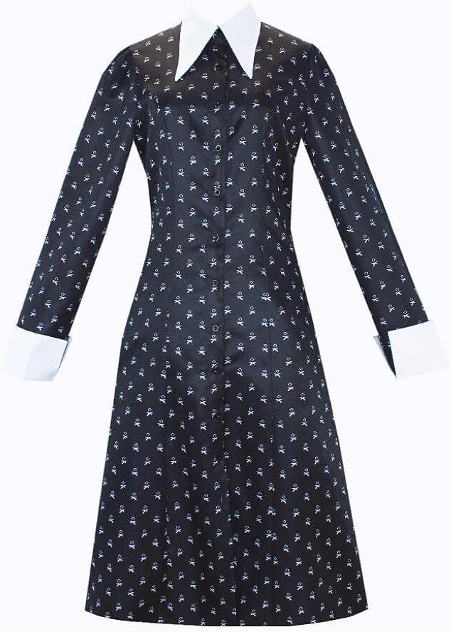 Robe Wednesday Addams noire avec col blanc et Things, tailles 130 et 150 – Image 2