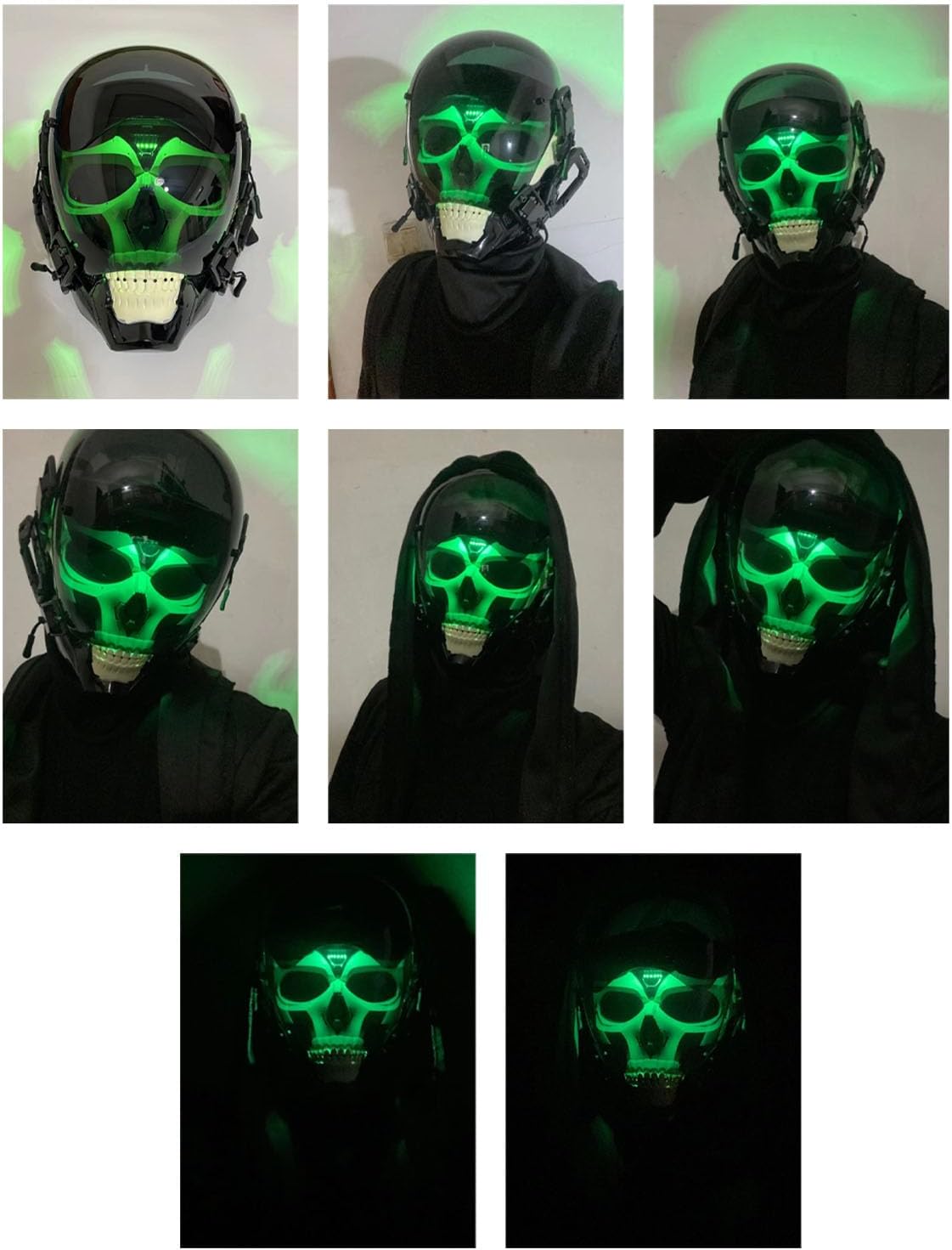 Casque de cosplay cyber punk crâne lumineux avec télécommande vocale – Image 8