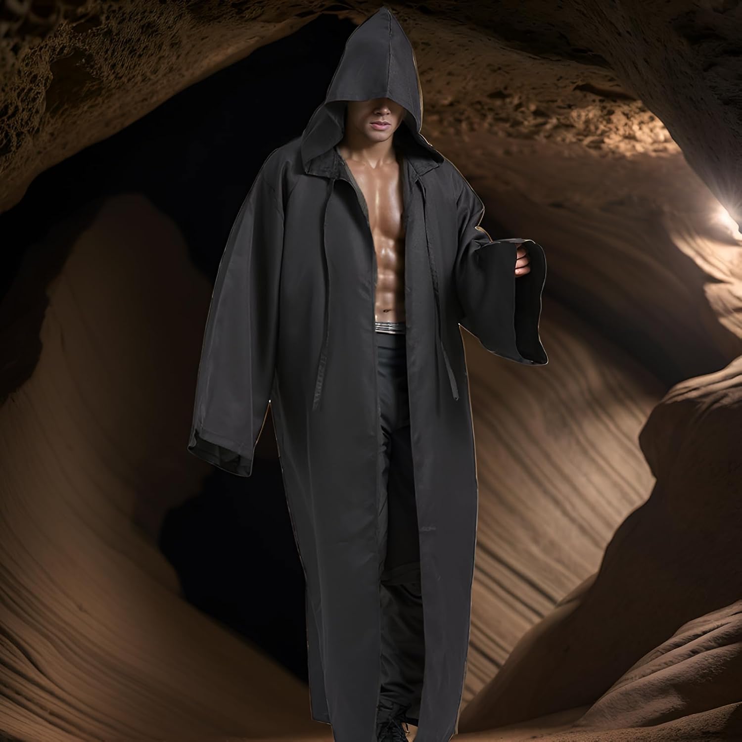 Déguisement Star Wars Jedi adulte noir marron avec cape à capuche – Image 5