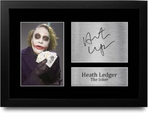 Cadre Joker Dark Knight avec photo imprimée signée Heath Ledger