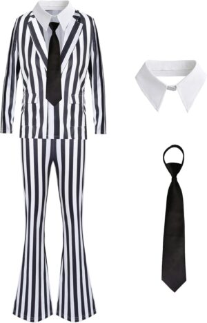 Costume femme Beetlejuice rayé années 80 taille S