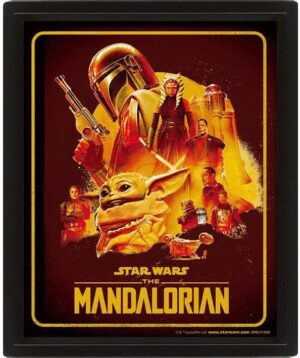 Poster 3D Star Wars Le Mandalorien multicolore en cadre boîte