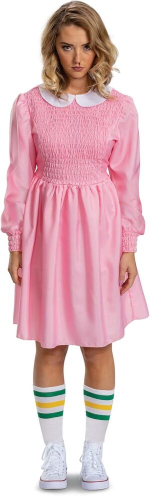 Costume adulte Eleven Stranger Things avec robe et chaussettes taille L