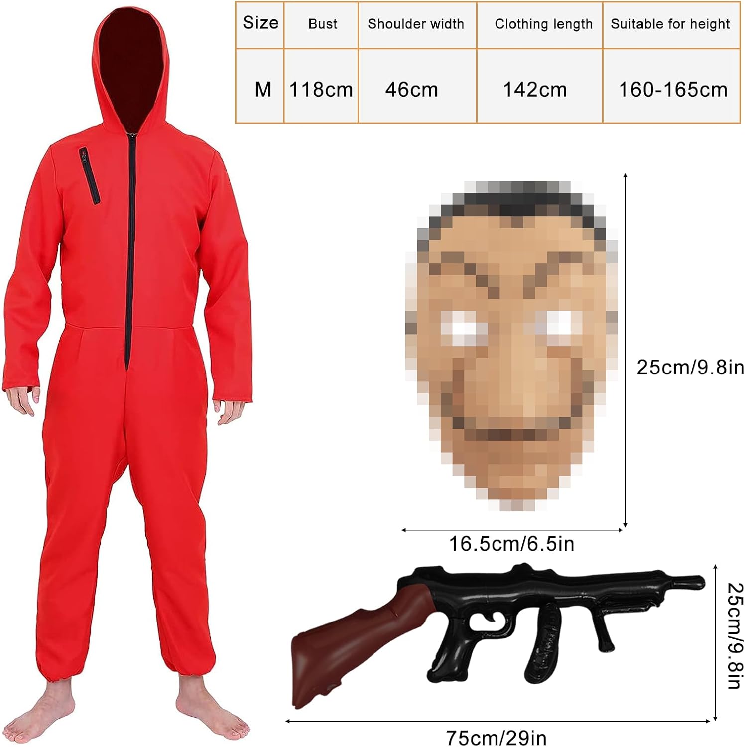 Combinaison rouge à capuche Casa de papel enfant avec masque – Image 7