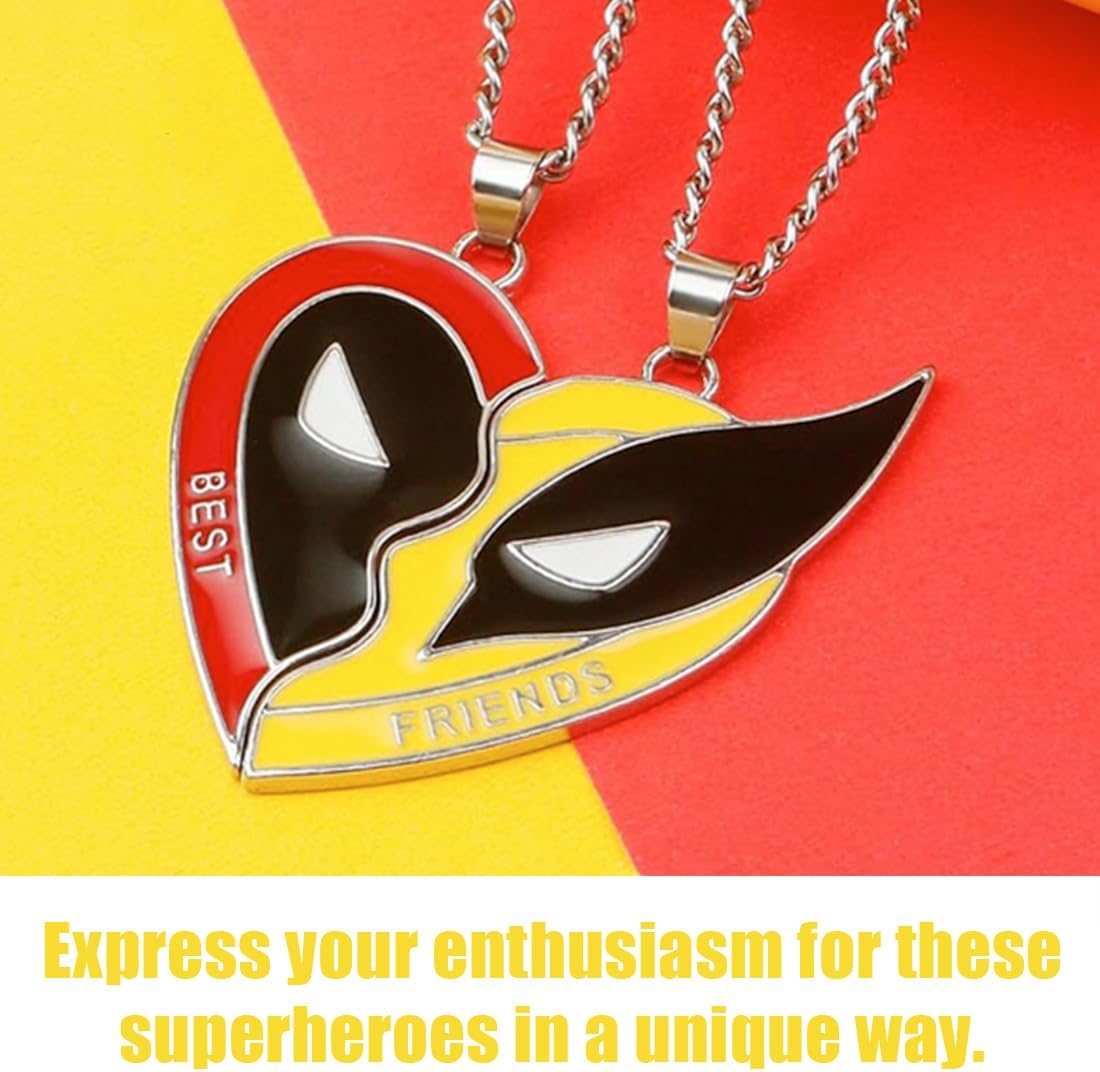 Paire de colliers Deadpool et Wolverine à pendentifs masque 60 cm – Image 4
