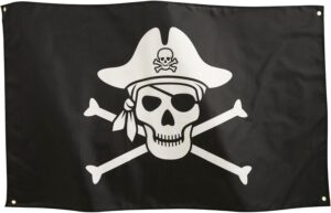 Drapeau Pirates des Caraïbes tête de mort et os croisés 91 x 152 cm