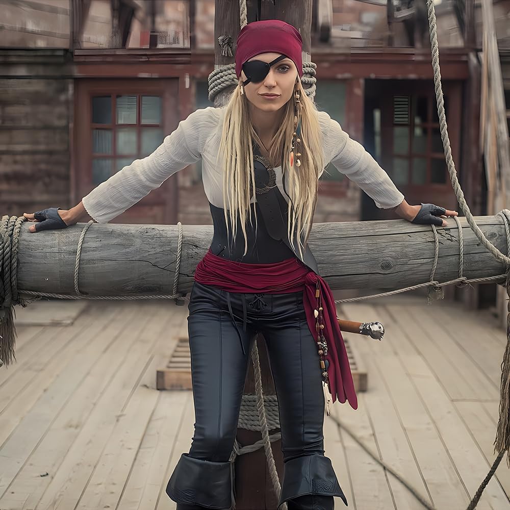 Accessoires de pirate 7 pièces avec bandana et ceinture Ginkago – Image 6