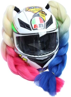 Harley Quinn, 1 paire de tresses pour casque dégradé du blanc au bleu, rose