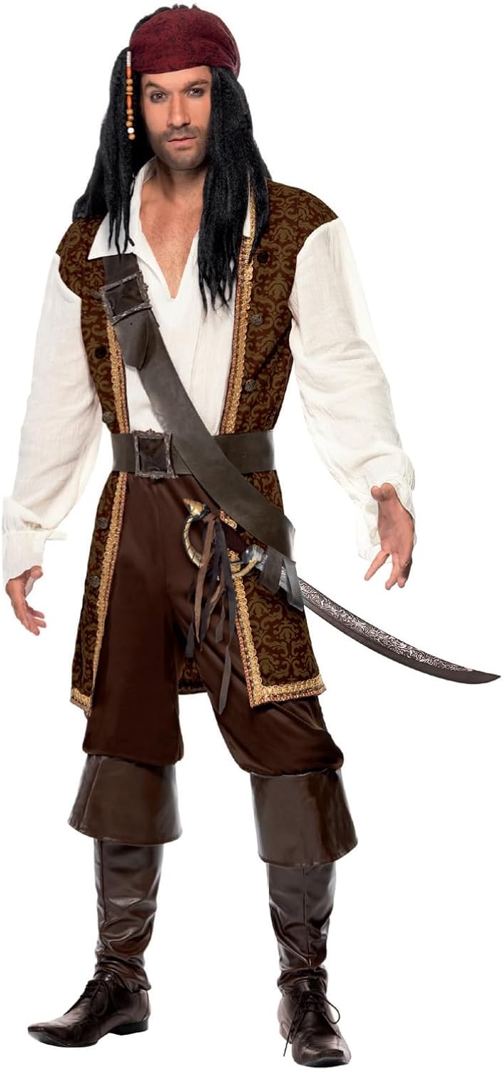 Costume pirate de haute mer Smiffys marron avec baudrier et foulard