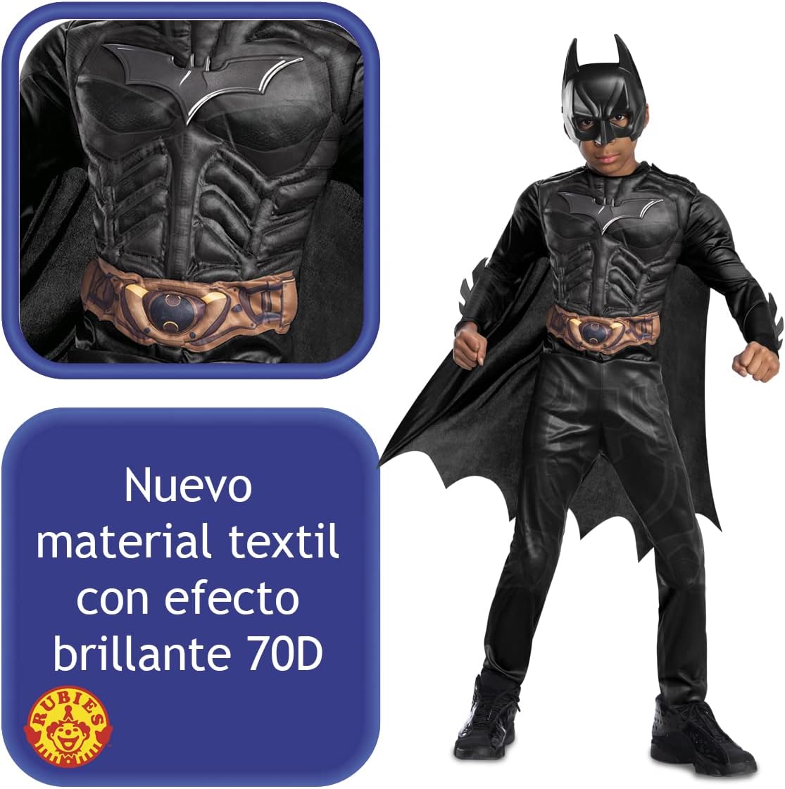 Costume enfant Batman Dark Knight DC avec cape et masque – Image 3
