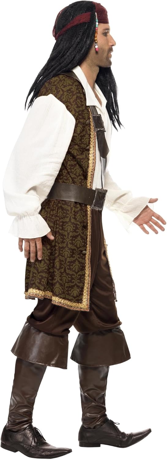 Costume pirate de haute mer Smiffys marron avec baudrier et foulard – Image 2