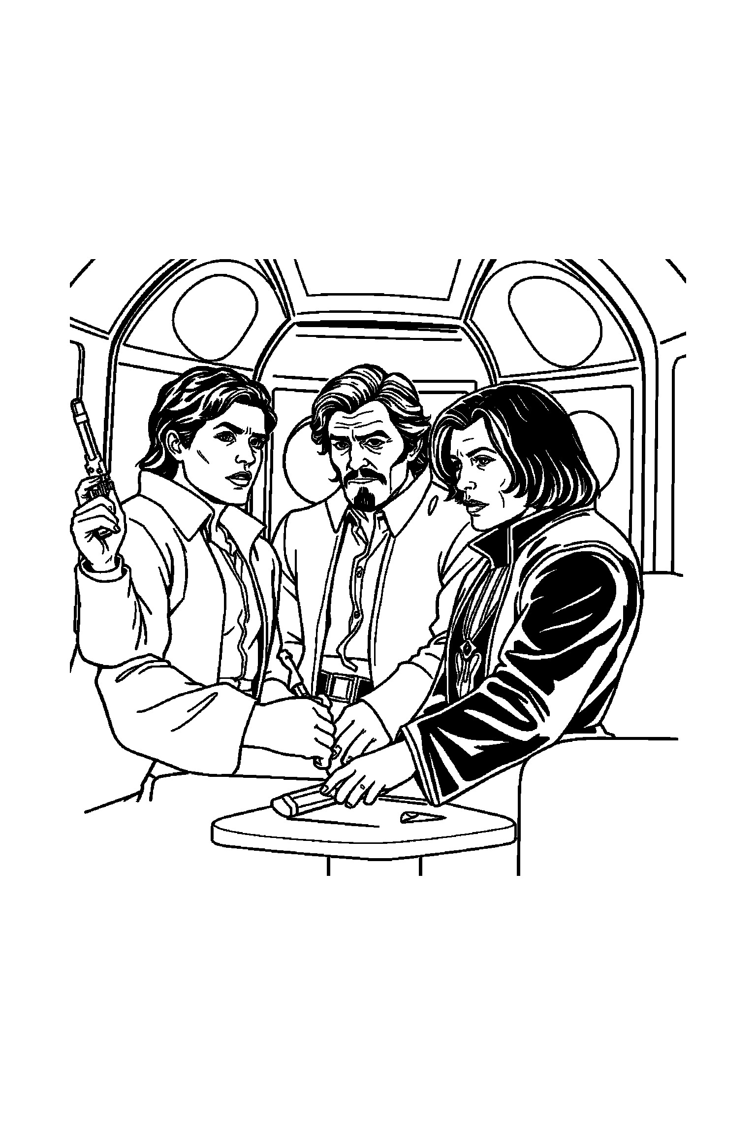 Coloriage Séries TV gratuit à imprimer - motif difficile de lumières autour de un aventurier Coloriage Séries TV gratuit à imprimer : motif difficile de lumières autour de un aventurier
