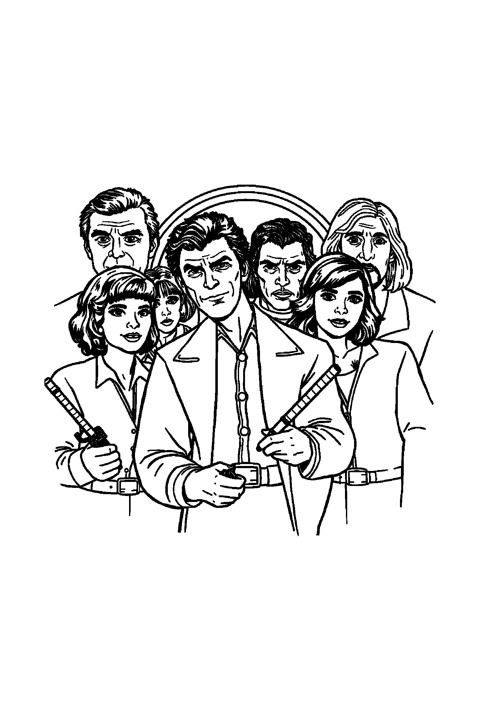 Coloriage Séries TV gratuit à imprimer - scène verticale détaillée avec un duo d'amis et une caméra Coloriage Séries TV gratuit à imprimer : scène verticale détaillée avec un duo d'amis et une caméra