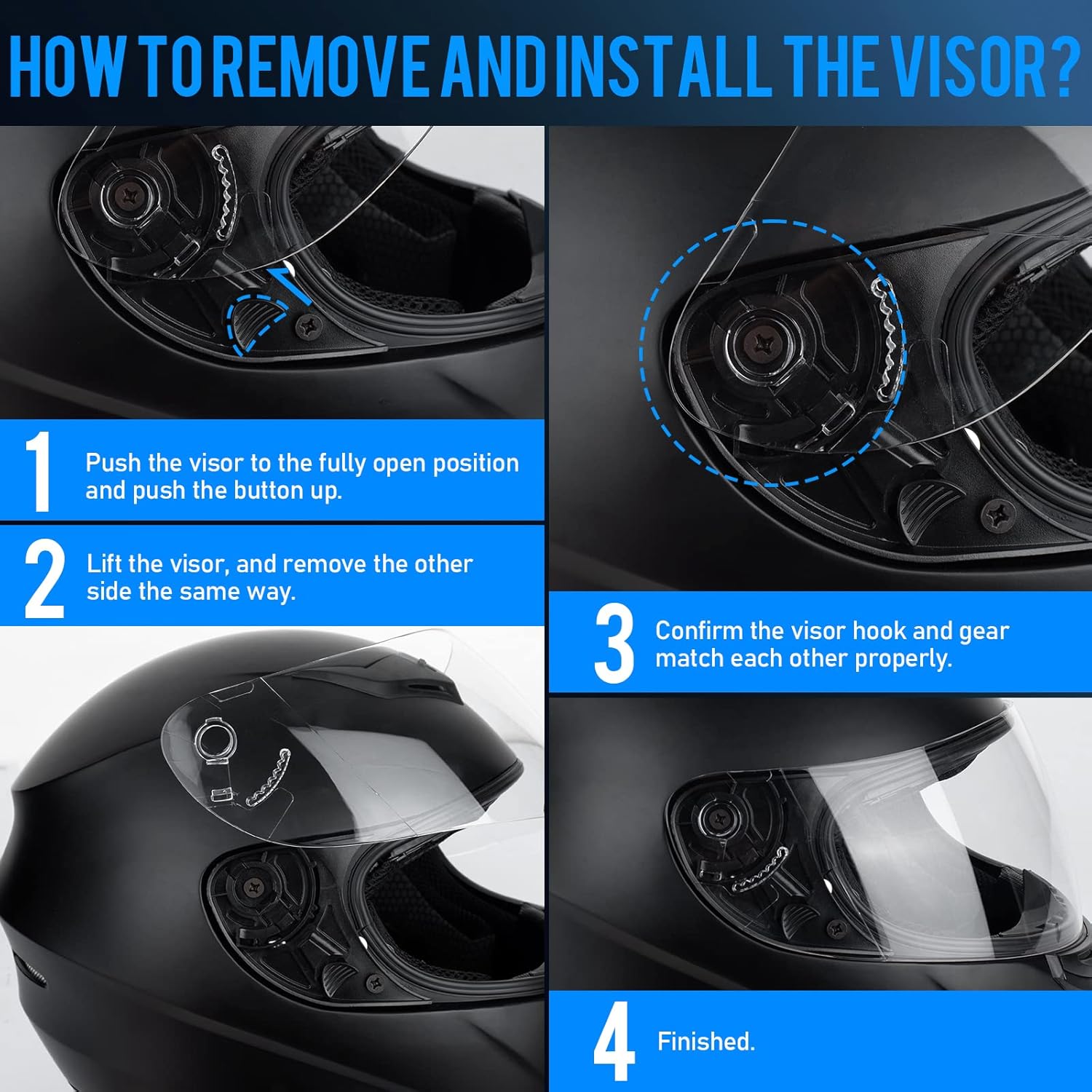 Casque intégral Favoto noir respirant en EPS monobloc 57-58cm – Image 7