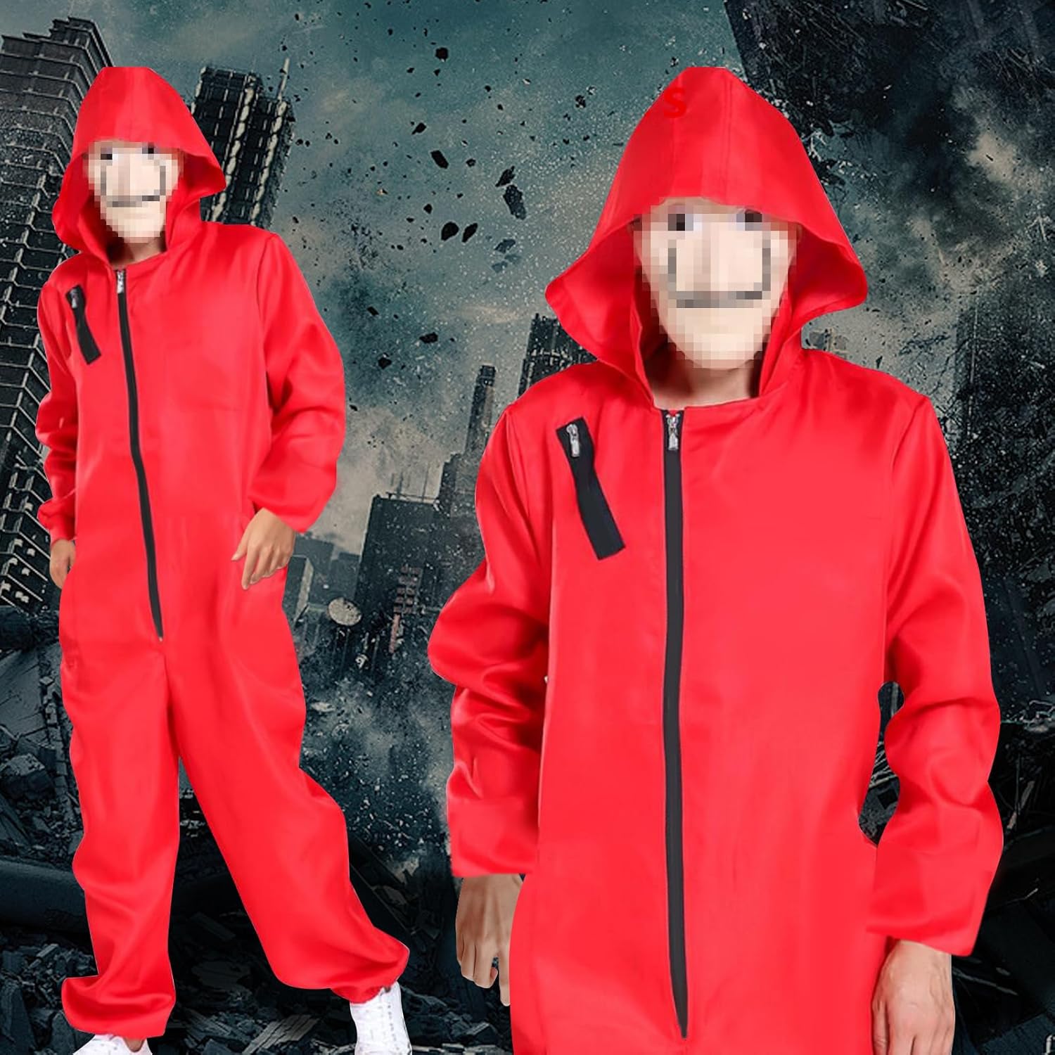 Combinaison rouge à capuche Casa de papel enfant avec masque – Image 6