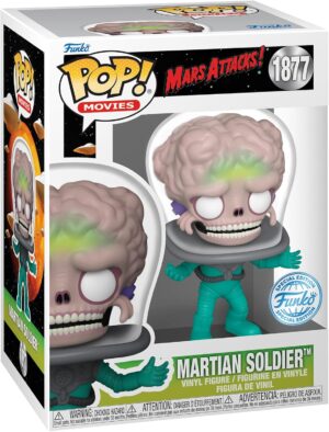 Figurine Funko Pop! Alien Soldier de Mars Attacks, 1 chance sur 6 d’avoir une chase qui brille dans le noir