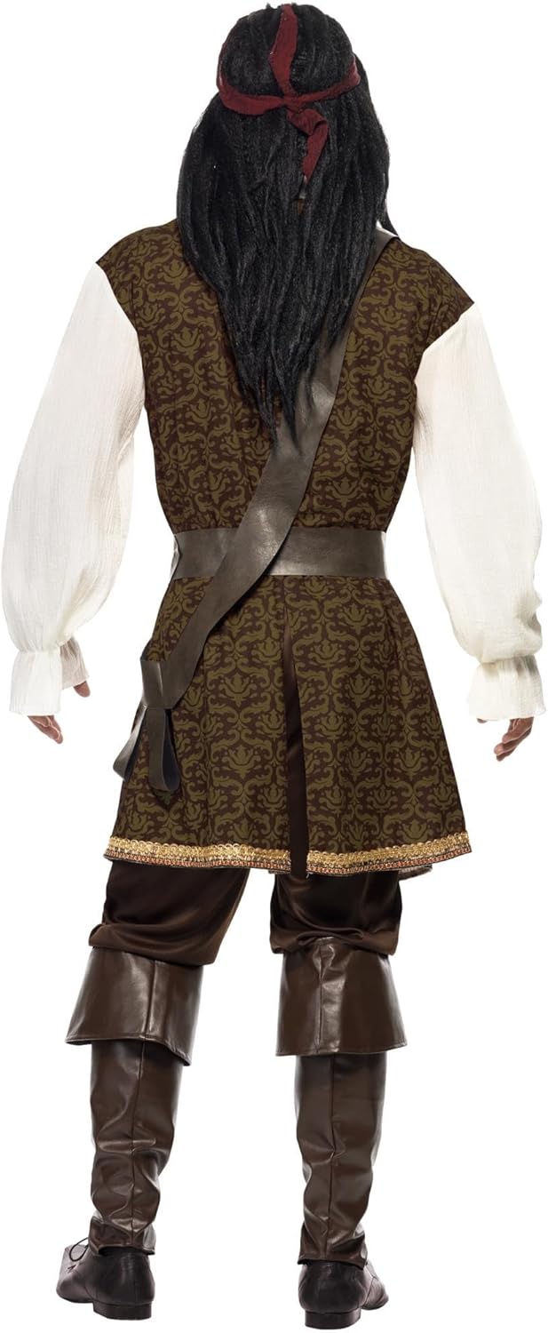 Costume pirate de haute mer Smiffys marron avec baudrier et foulard – Image 3