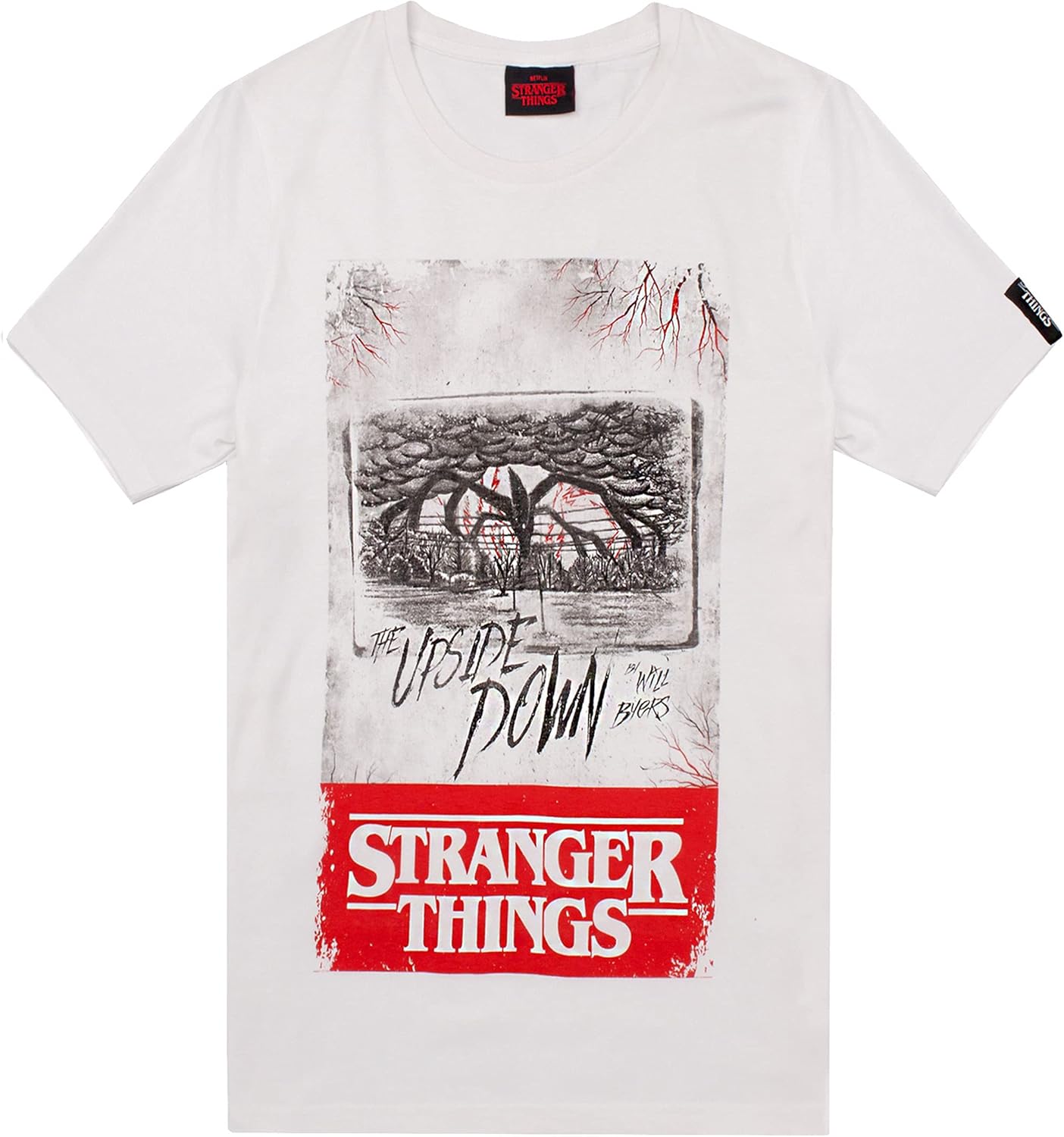 T-shirt blanc Stranger Things À l'envers pour homme adulte