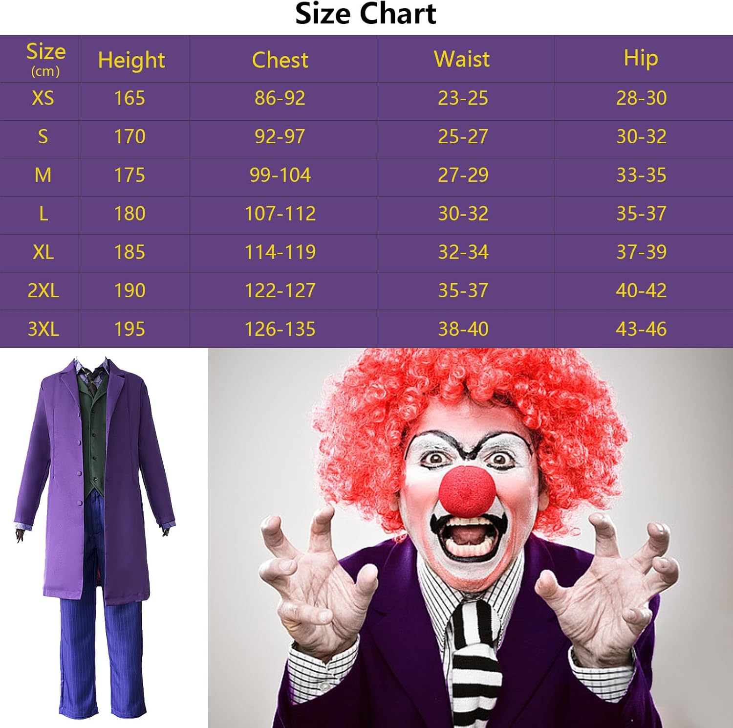Costume Joker homme taille L en combinaison violette, lot de 6 – Image 7