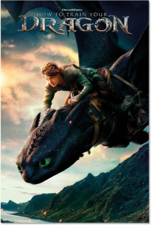 Poster Dragons avec Harold et Krokmou 61x91,5 cm