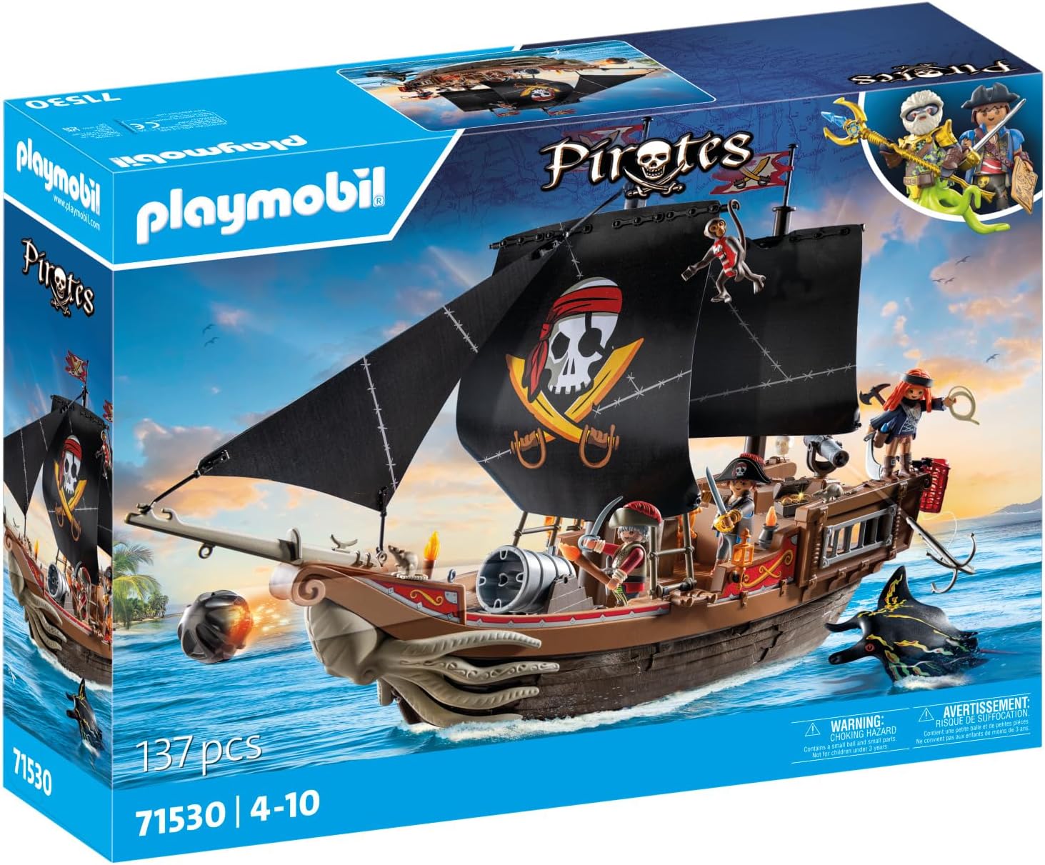 Bateau de pirates Playmobil 71530 avec canons et ancre dès 4 ans – Image 2