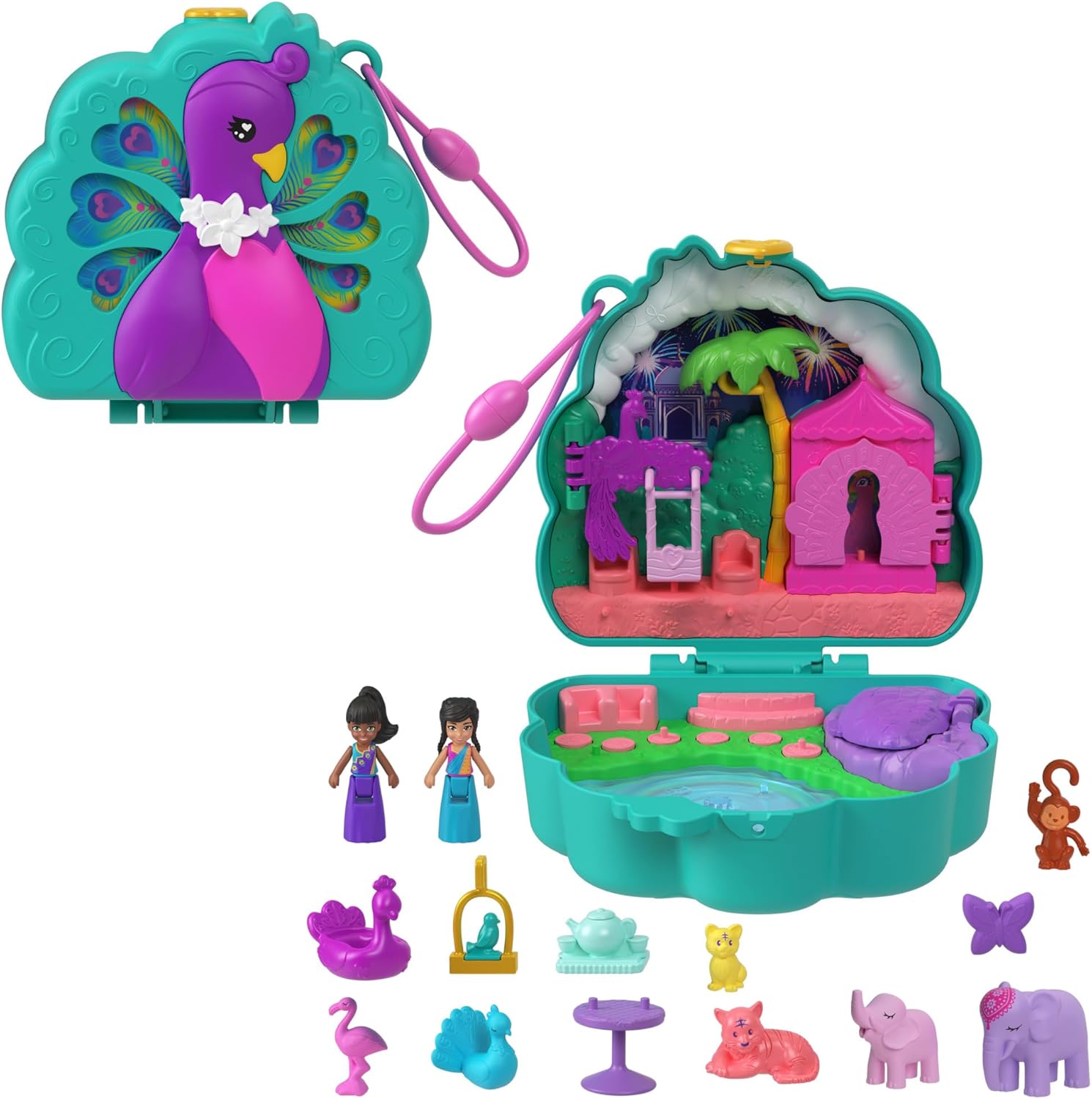 Coffret Polly Pocket Jardin du Paon avec 2 mini-figurines