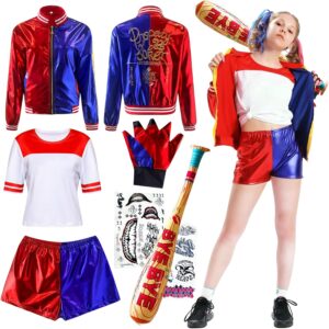 Costume enfant Harley Quinn Squad avec veste, gants et batte gonflable