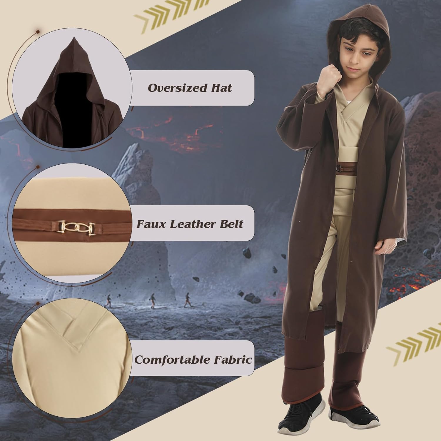 Déguisement Star Wars Skywalker à capuche bleu et rouge – Image 3