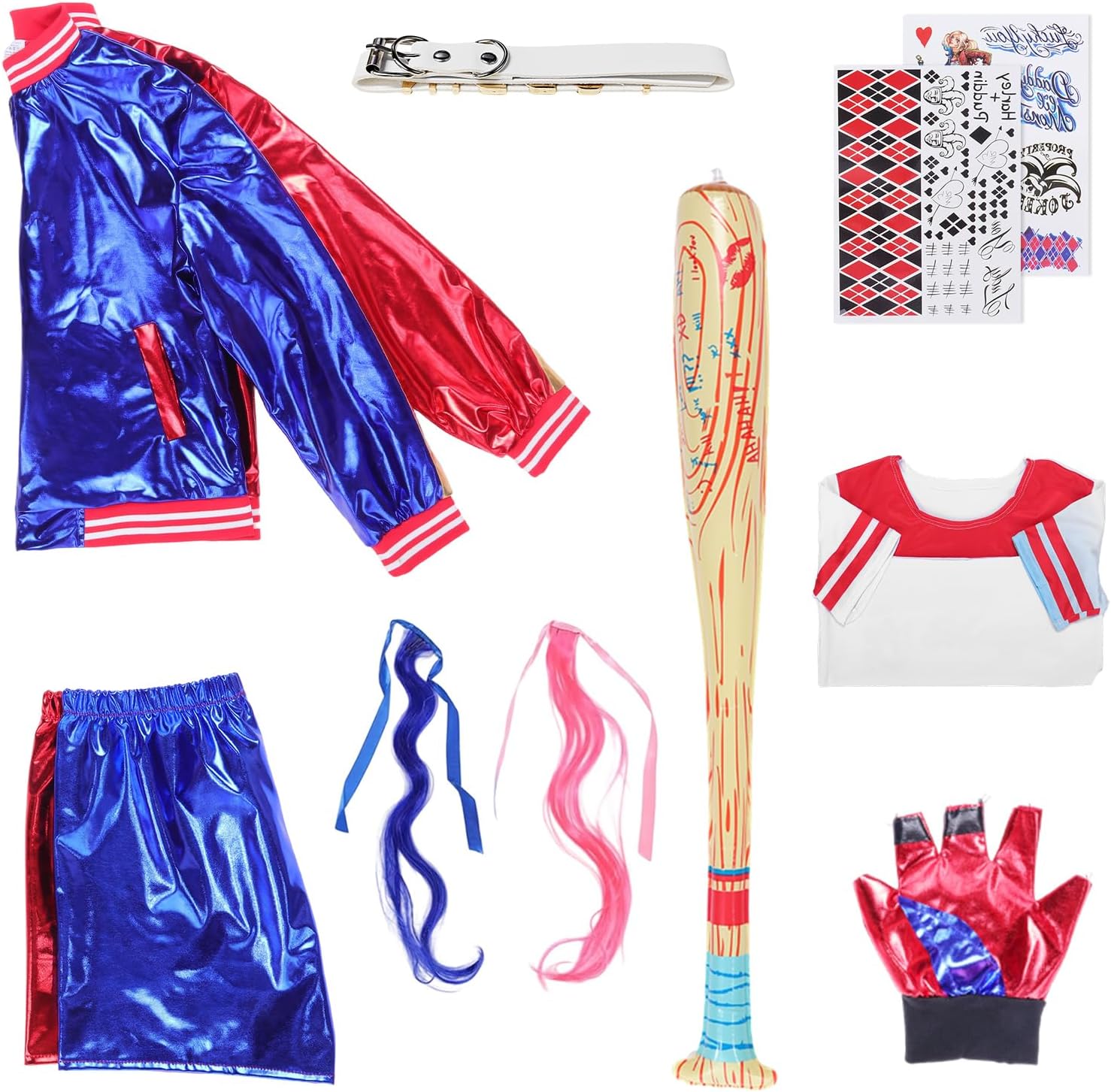 Costume enfant Harley Quinn avec veste, T-shirt et short – Image 6