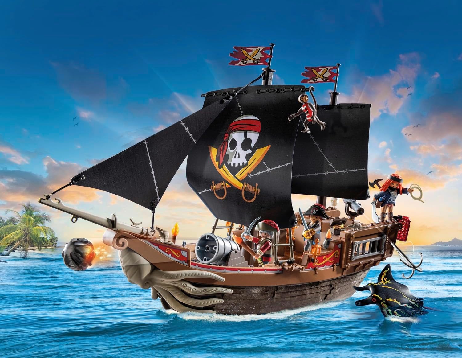 Bateau de pirates Playmobil 71530 avec canons et ancre dès 4 ans – Image 3