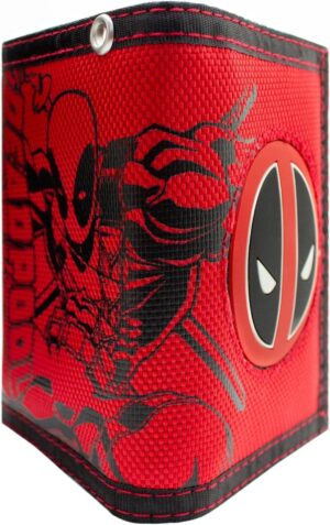 Portefeuille trifold Dead Pool Wade rouge avec porte-cartes et poche à monnaie