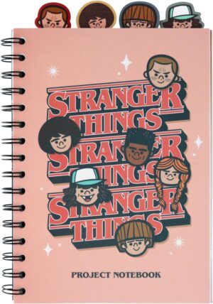 Carnet spirale A5 Stranger Things rouge avec intercalaires, 160 pages