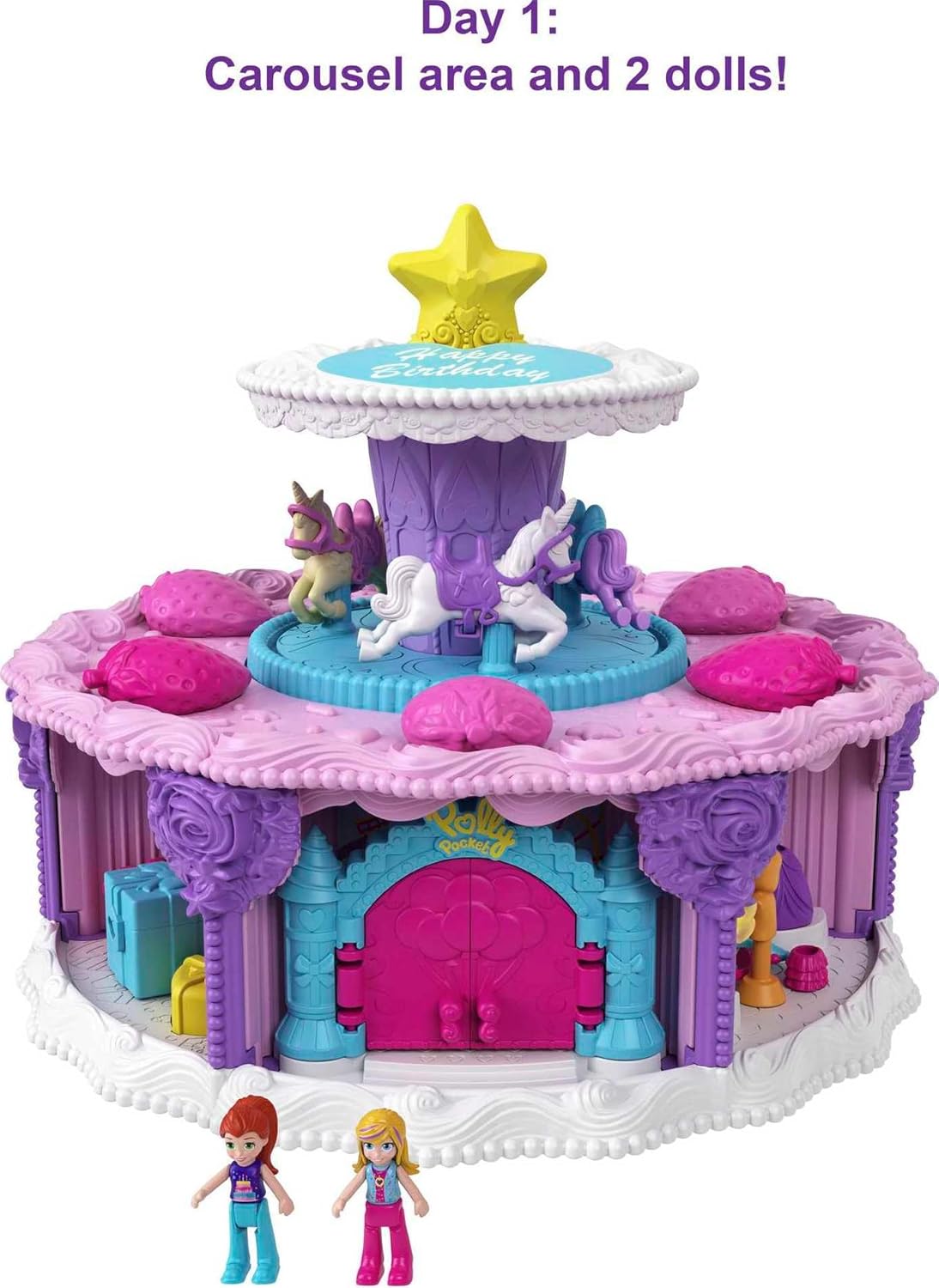 Coffret gâteau d’anniversaire Polly Pocket, compte à rebours et 25 surprises – Image 3