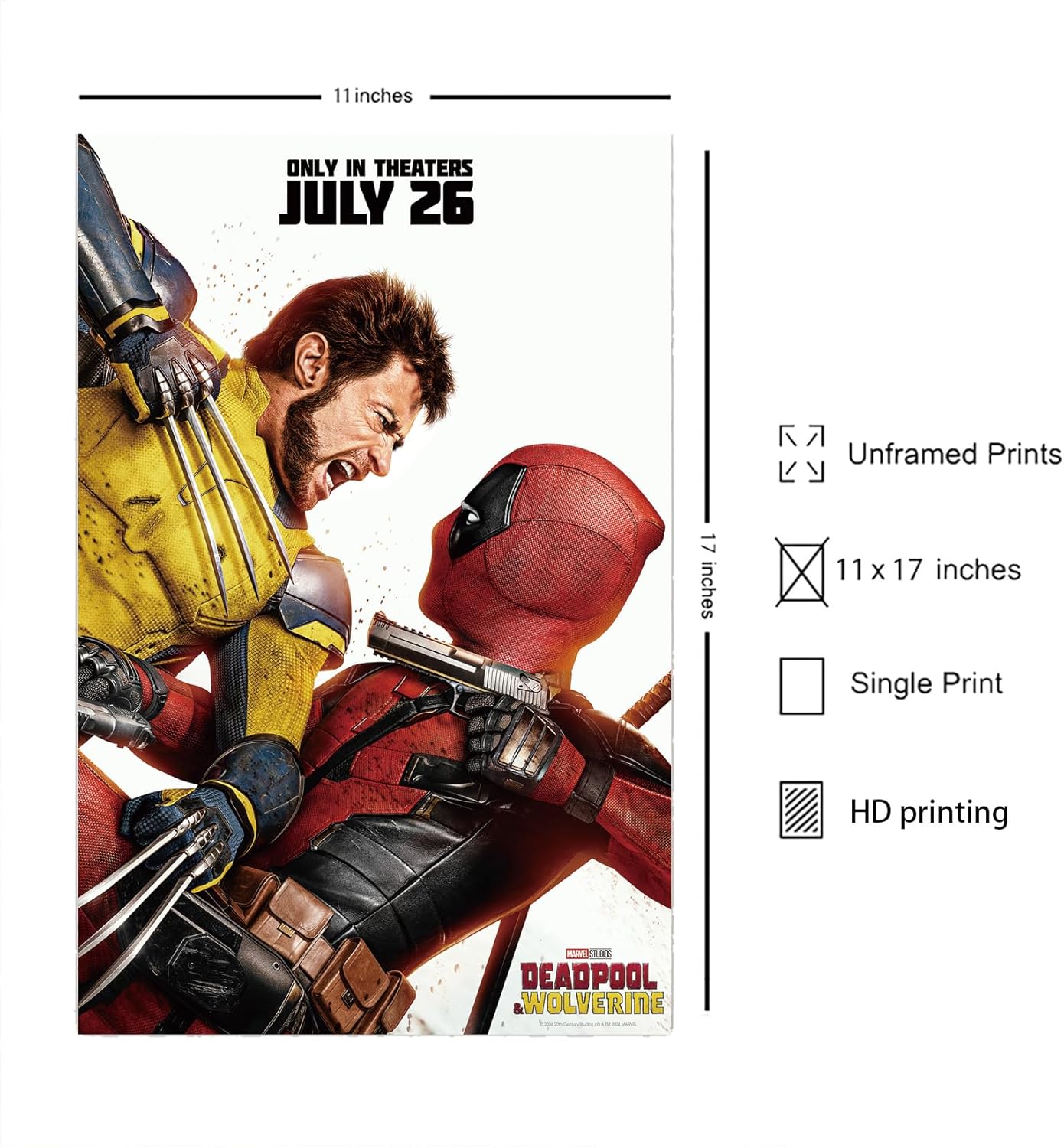 Poster mural Marvel Deadpool & Wolverine film 2, format 38 x 58 cm – Image 2