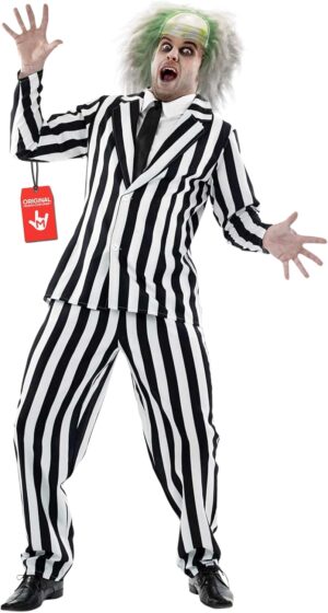 Costume adulte Beetlejuice fantôme à rayures Fun Shack