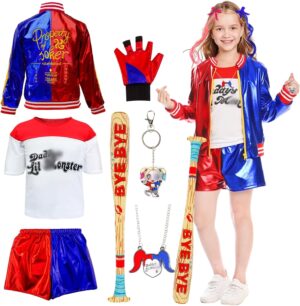 Costume enfant Harley Quinn fille avec veste et short