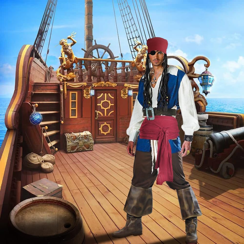 Accessoires de pirate 7 pièces avec bandana et ceinture Ginkago – Image 7