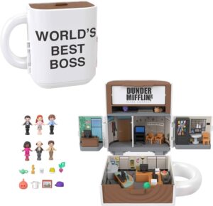 Polly Pocket The Office, coffret mug avec 6 figurines et 9 accessoires