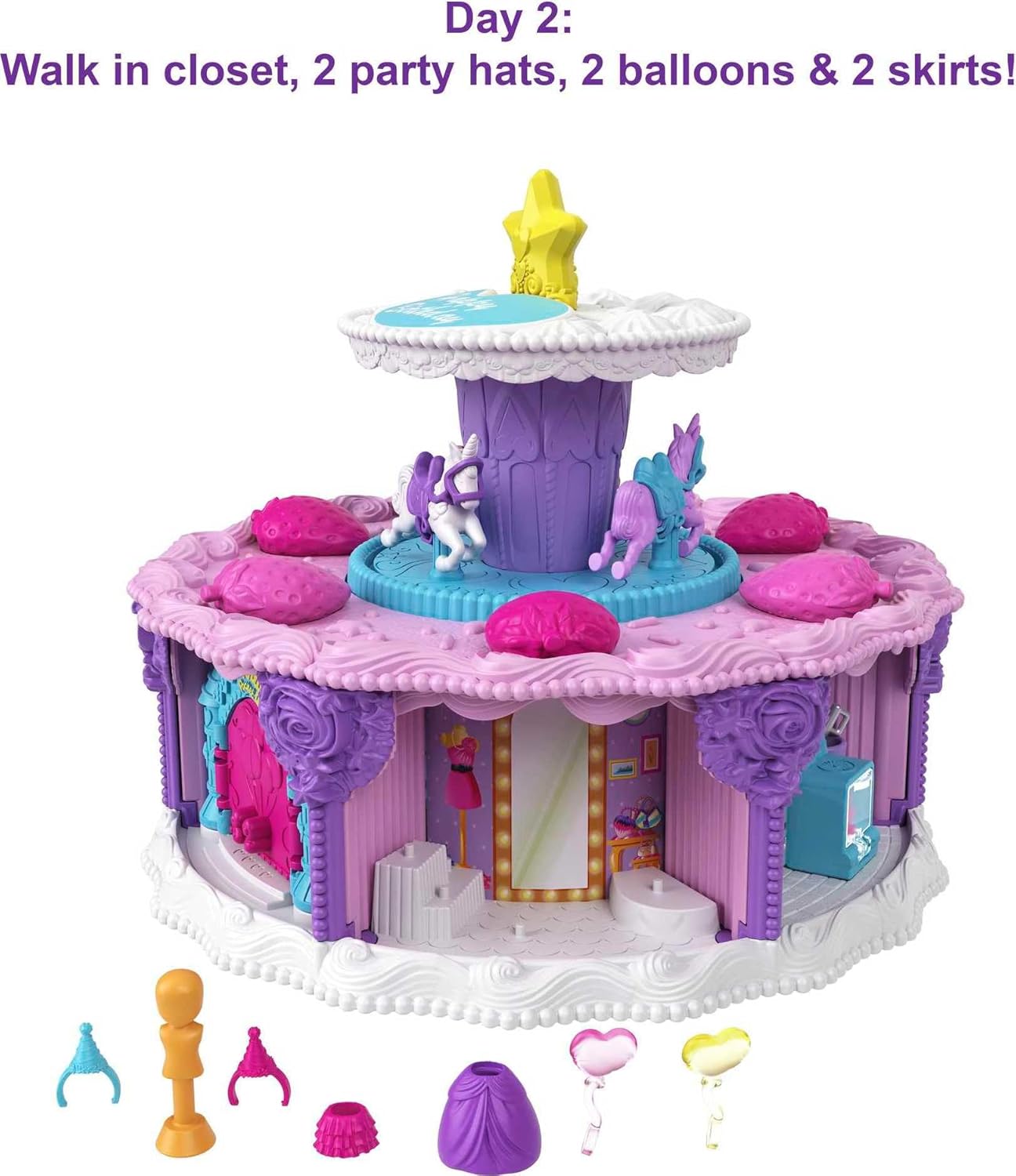 Coffret gâteau d’anniversaire Polly Pocket, compte à rebours et 25 surprises – Image 4